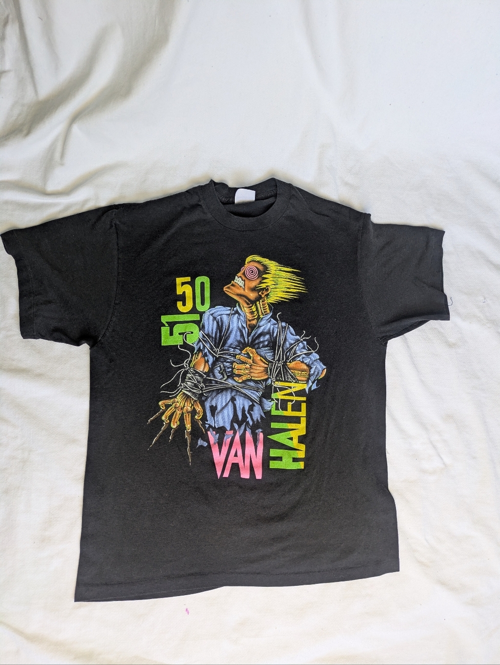 80's Vintage Rock Tshirt Van Halen Neon 5150 XL
